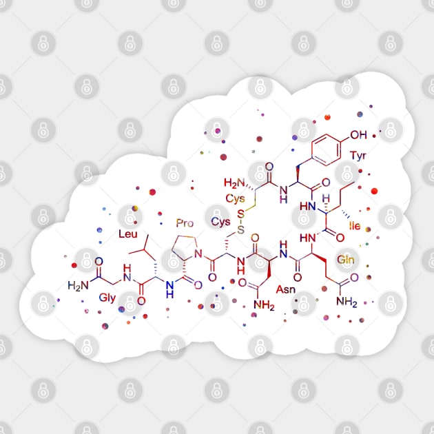 Oxytocin molecule Sticker by RosaliArt